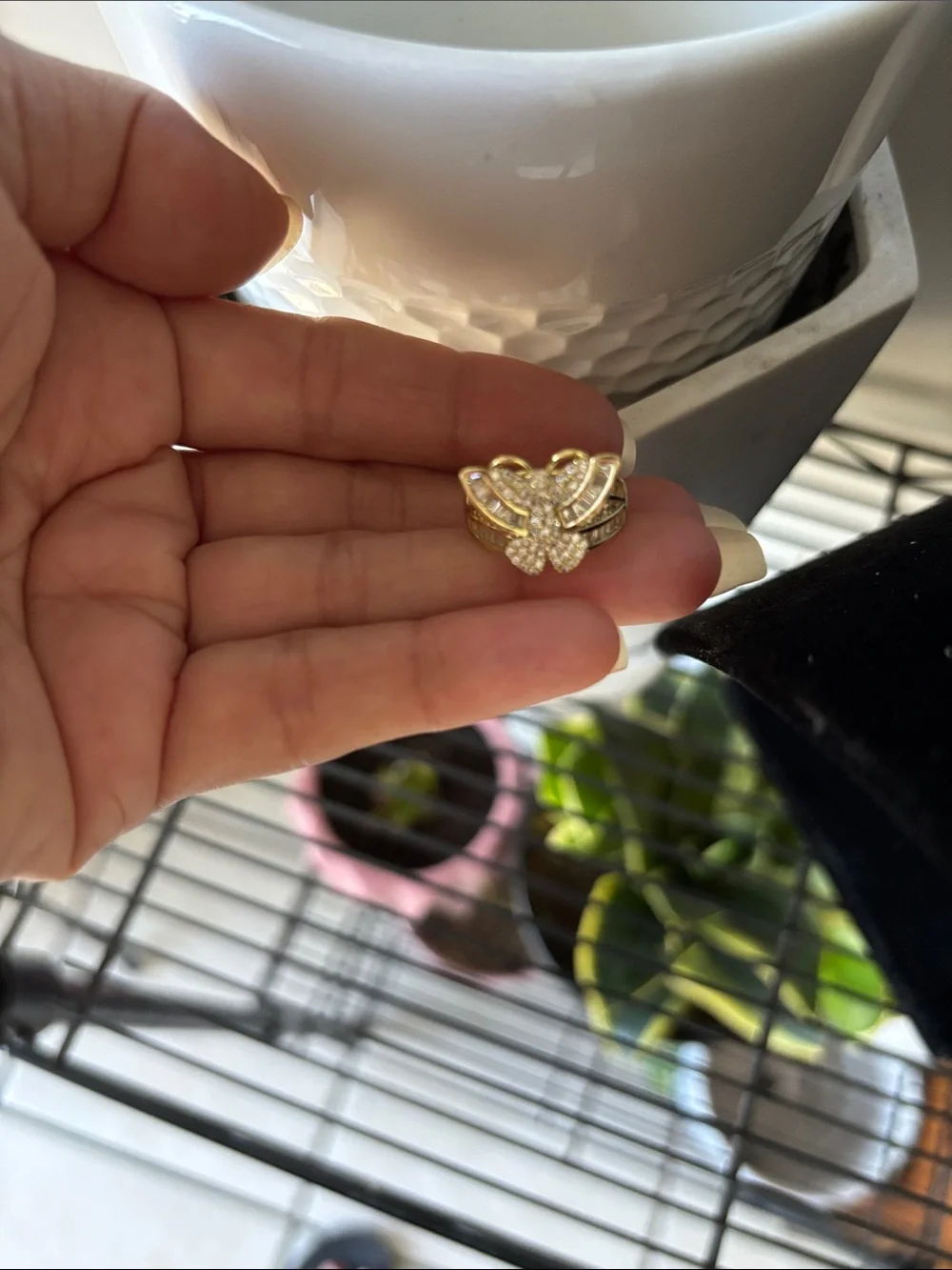 Gold-Tone Heart Cluster Ring with Pavé Crystals - Women Jewelry